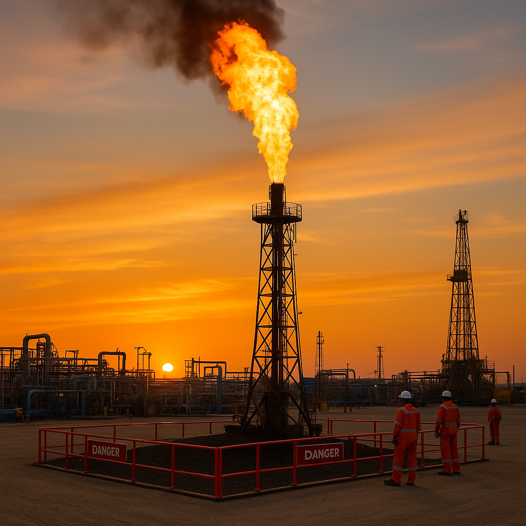 20250710_0033_Flare Stack at Sunset_simple_compose_01jzr0grsden4abgy6kwzz5d5b.png