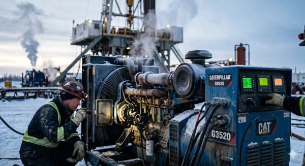 Oilfield generators operating in harsh Alberta conditions supporting remote drilling operations