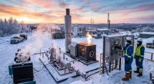 Benoit Rentals Alberta Burner Management Systems supporting safe winter wellsite operations.