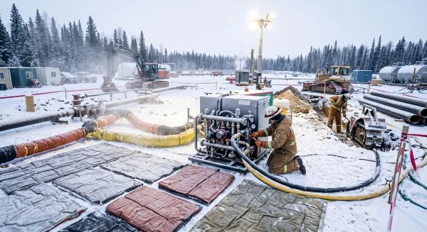 Freeze-up rental equipment and insulated lines helping protect Alberta industrial systems from freezing